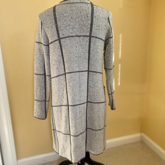 APT 9 heathered grey gray cream long sweater cardigan duster S - Picture 4 of 8